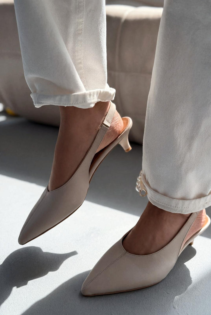 Selor Bej Mat Deri Kadın Stiletto - ILOVESHOES