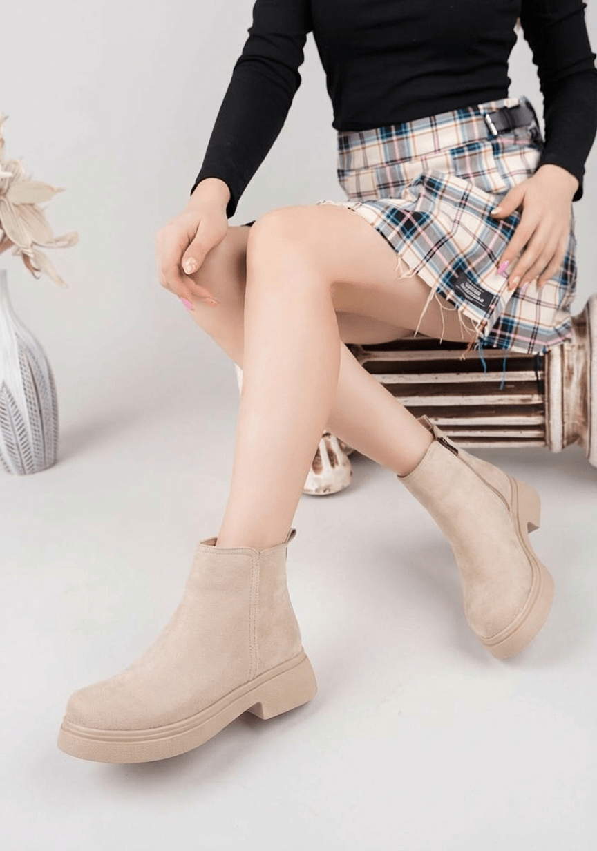 Sorvella Kadın Bot Bej Süet - ILOVESHOES