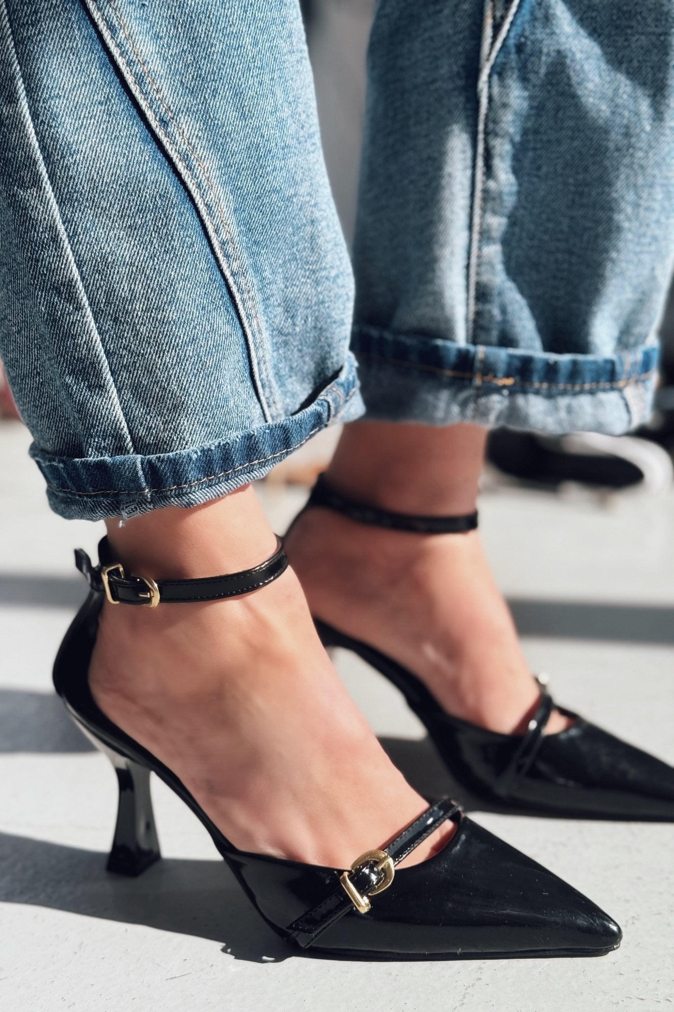 Palis Rugan Siyah İnce Topuklu Kadın Ayakkabı - ILOVESHOES