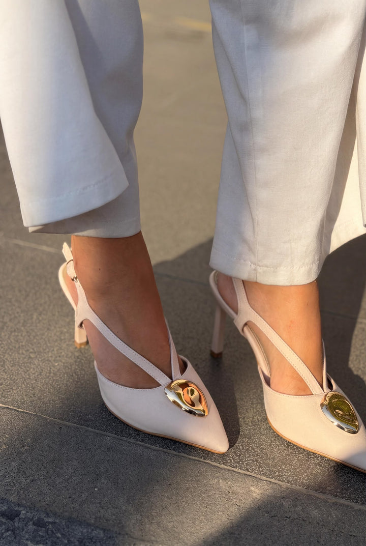 Luvieva Bej Saten Kadın Stiletto