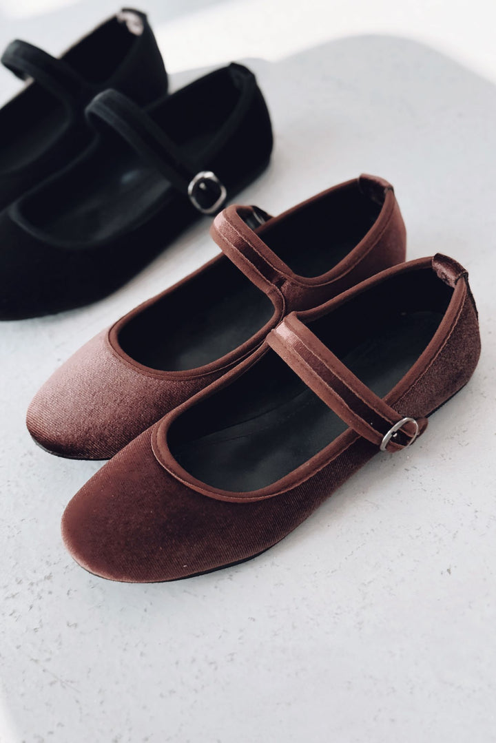 Vosinta Kadife Mary Jane Babet Acıkahve - ILOVESHOES