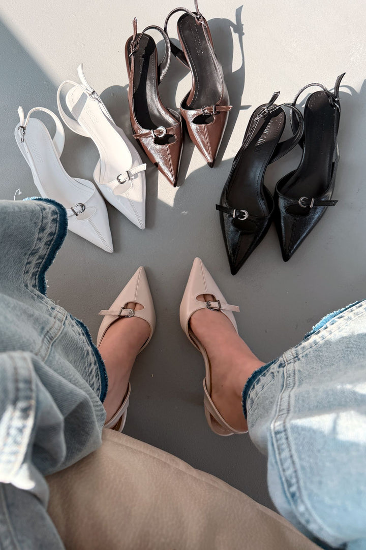 Norin Acıkahve Kırışık Deri Kadın Stiletto - ILOVESHOES
