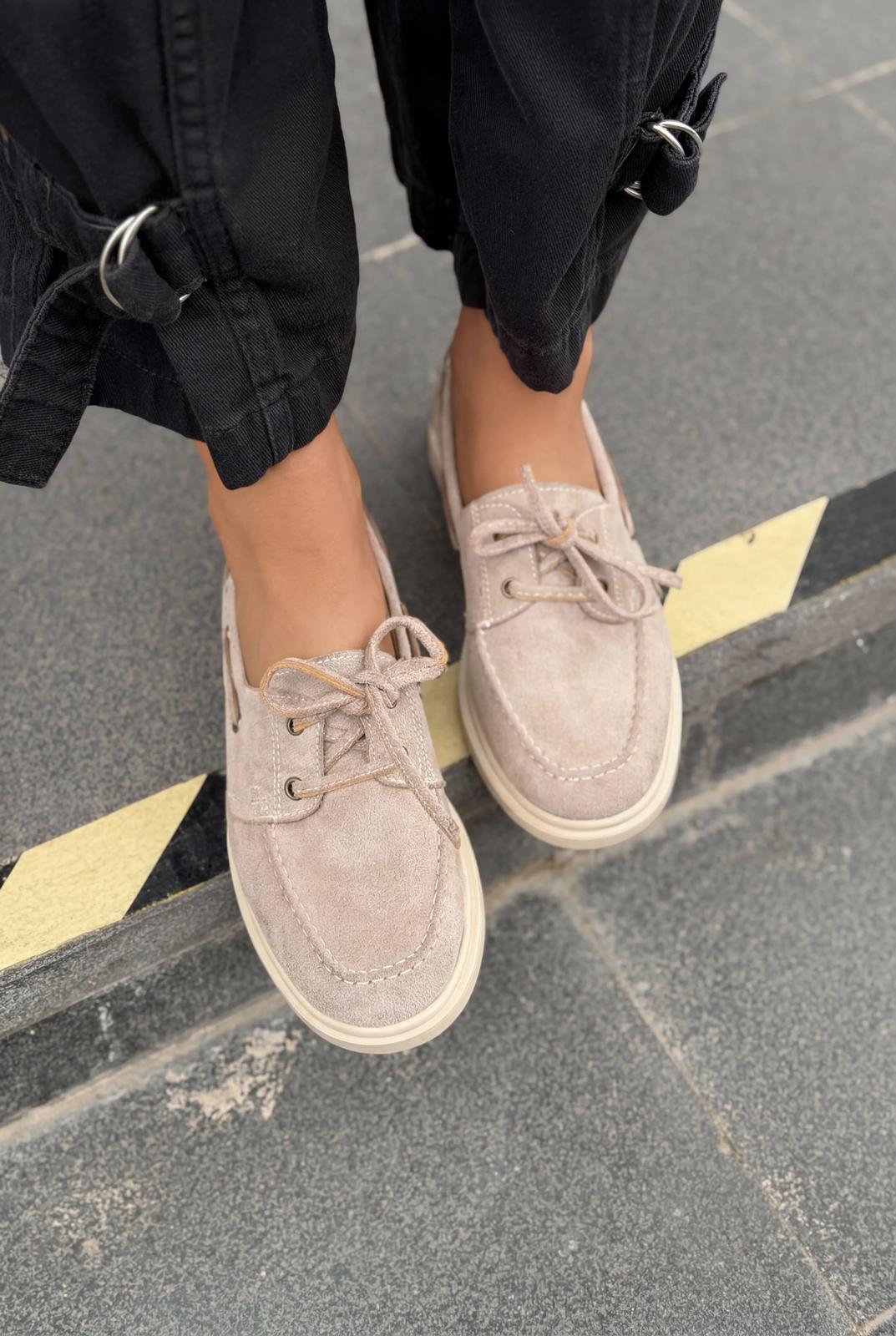 Morin Kadın Oxford Ayakkabı Vizon Süet - ILOVESHOES