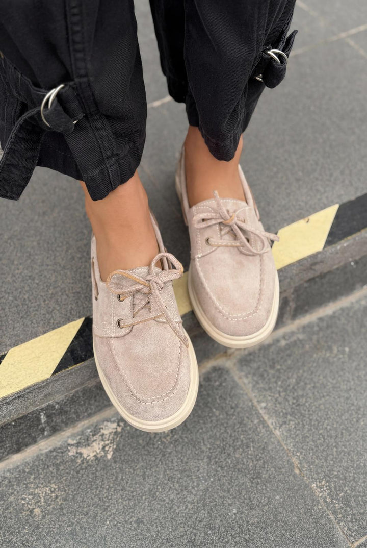 Morin Kadın Oxford Ayakkabı Vizon Süet - ILOVESHOES