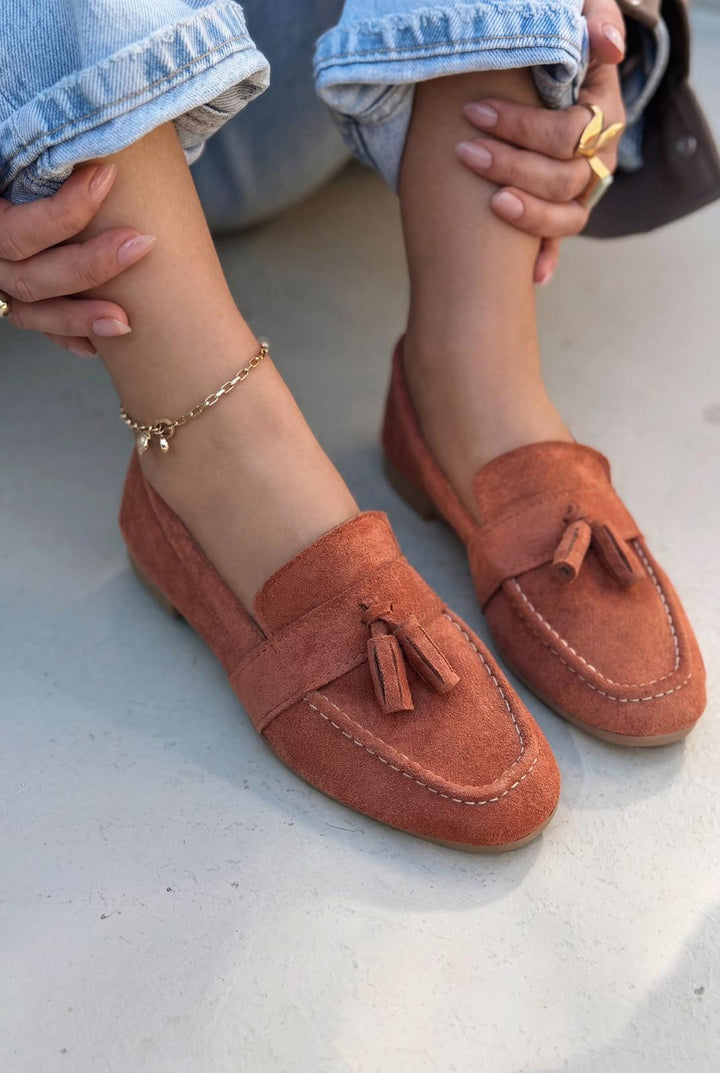 Olena Kadın Loafer Kiremit Süet - ILOVESHOES