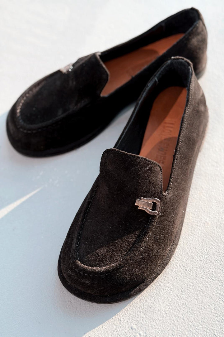 Rasen Hakiki Süet Kadın Loafer Siyah - ILOVESHOES