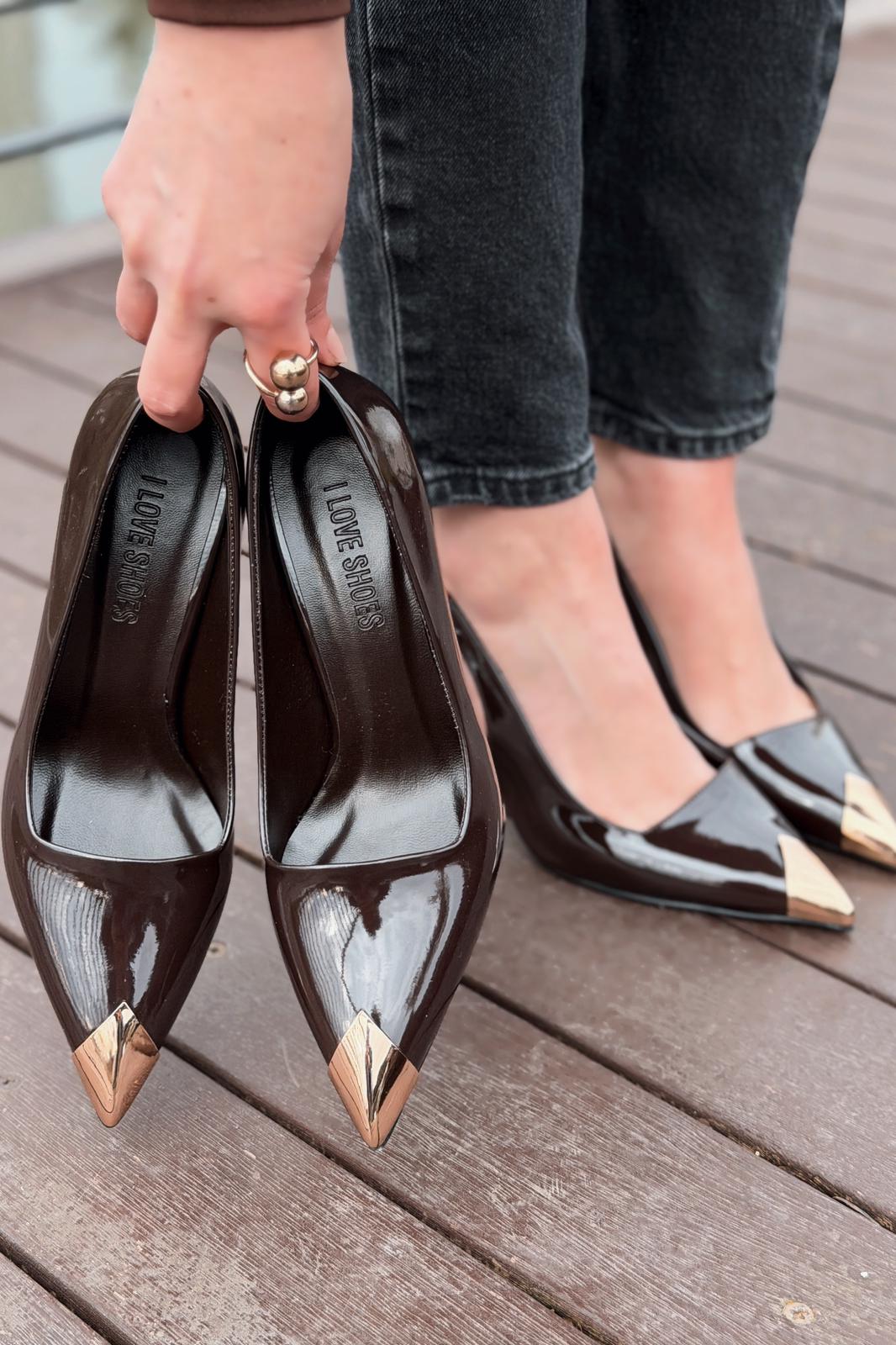 Noctra Stiletto Acıkahve Rugan - ILOVESHOES