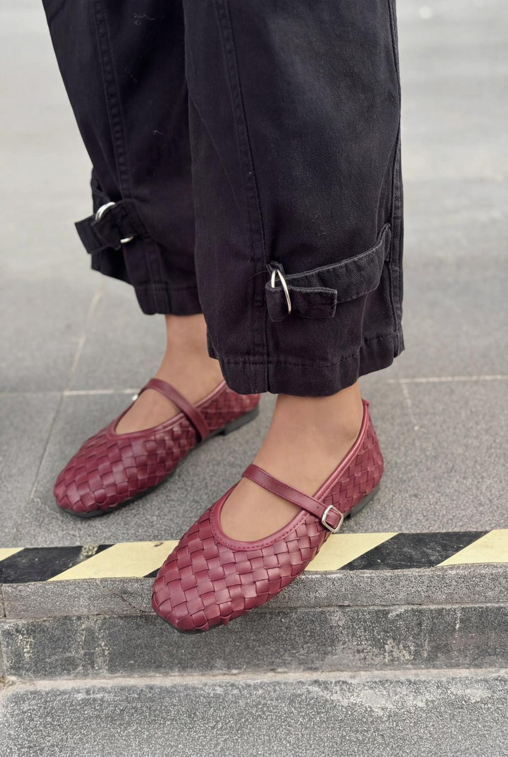 Roselle Kadın Babet Bordo Mat Deri - ILOVESHOES