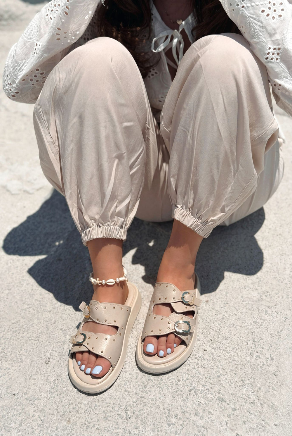 Roveno Bej Mat Deri Kadın Terlik - ILOVESHOES