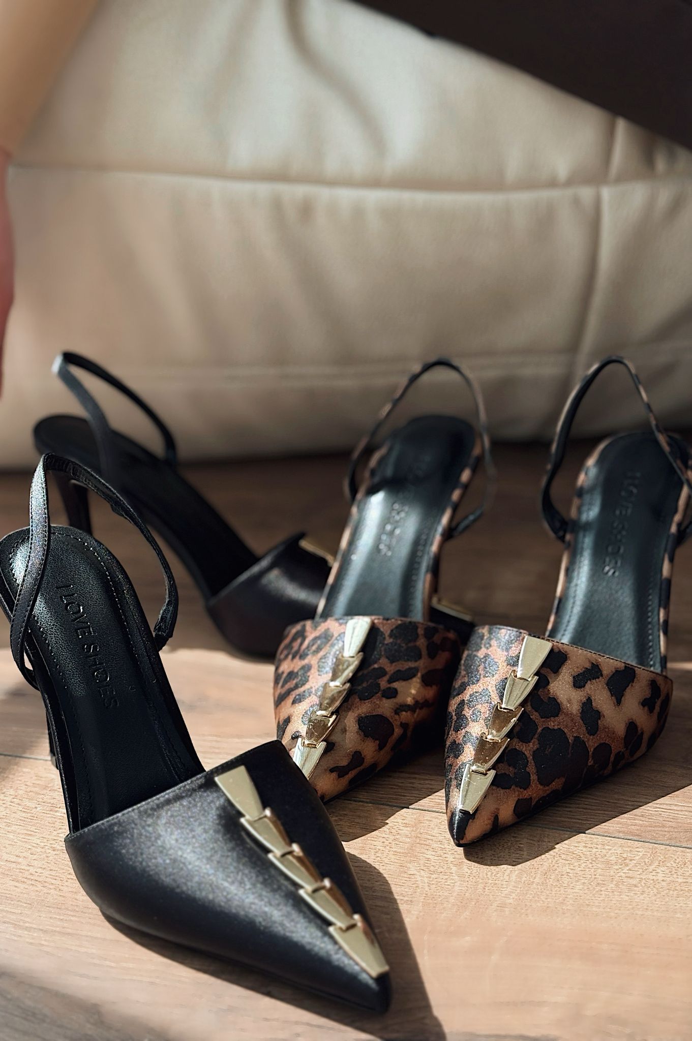 Jaylen Saten Leo Desenli Yüksek Topuklu Kadın Ayakkabı - ILOVESHOES