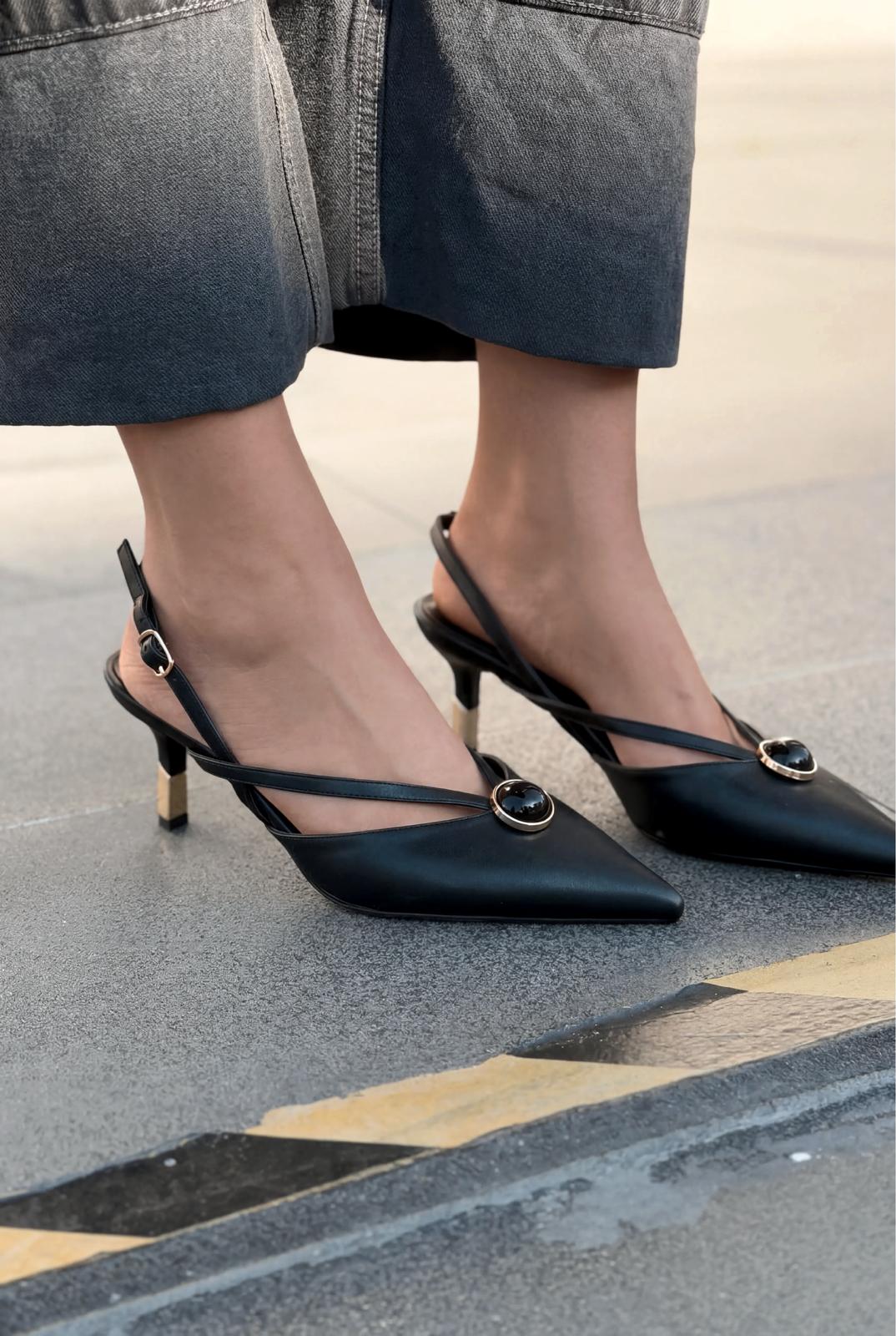 Lorisse Stiletto Siyah Mat Deri - ILOVESHOES