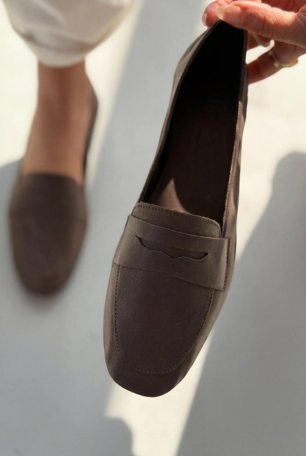 Melniel Acıkahve Hakiki Deri Kadın Loafer - ILOVESHOES