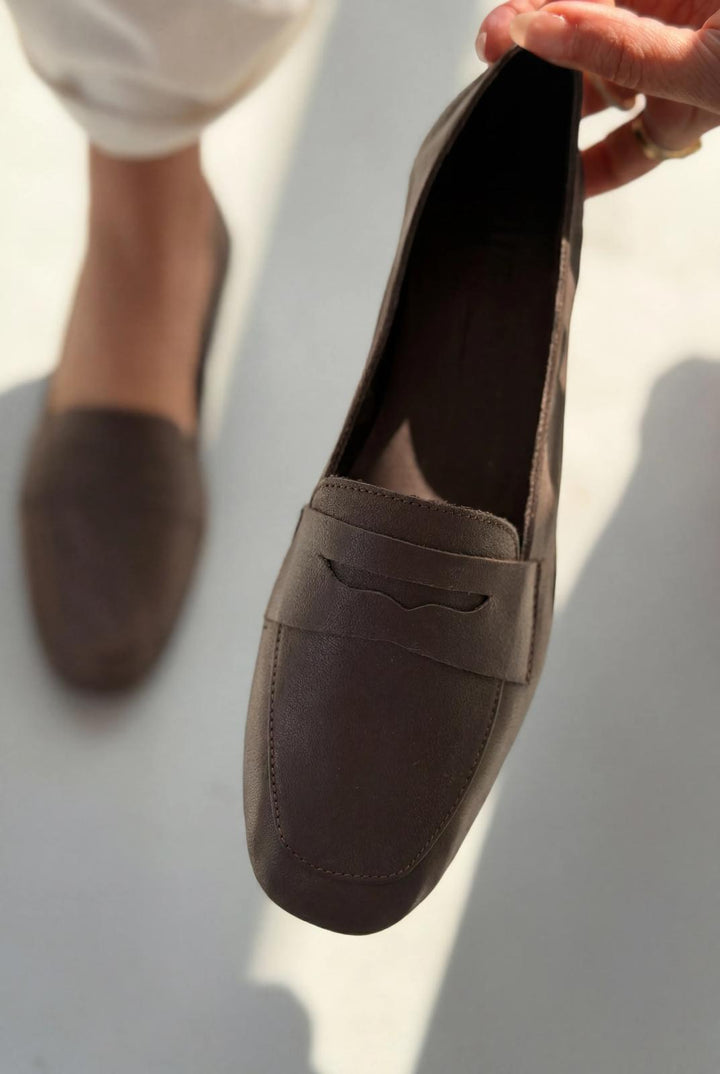 Melniel Acıkahve Hakiki Deri Kadın Loafer - ILOVESHOES