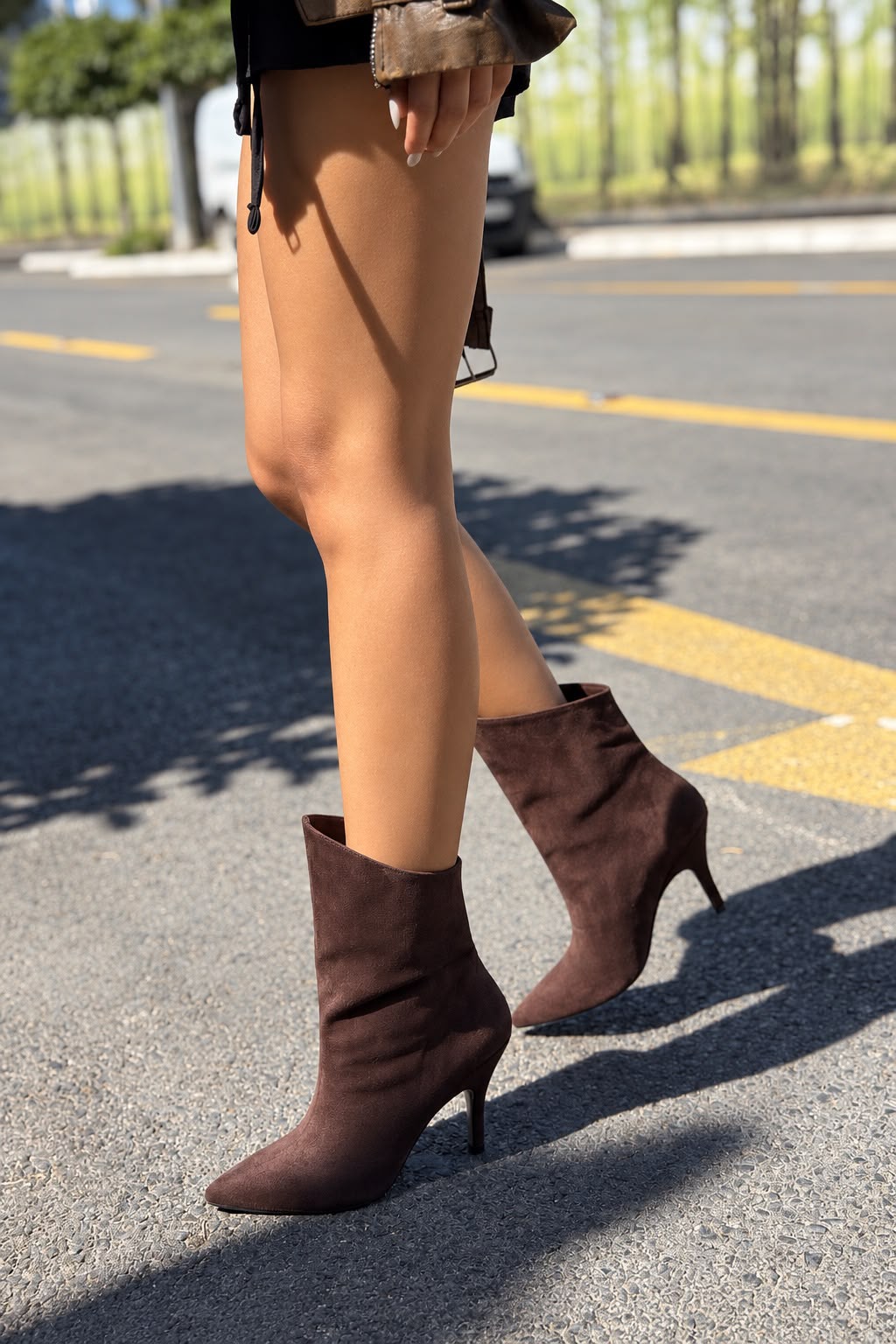 Alwens Acı Kahve Süet Kadın Topuklu Bot - ILOVESHOES