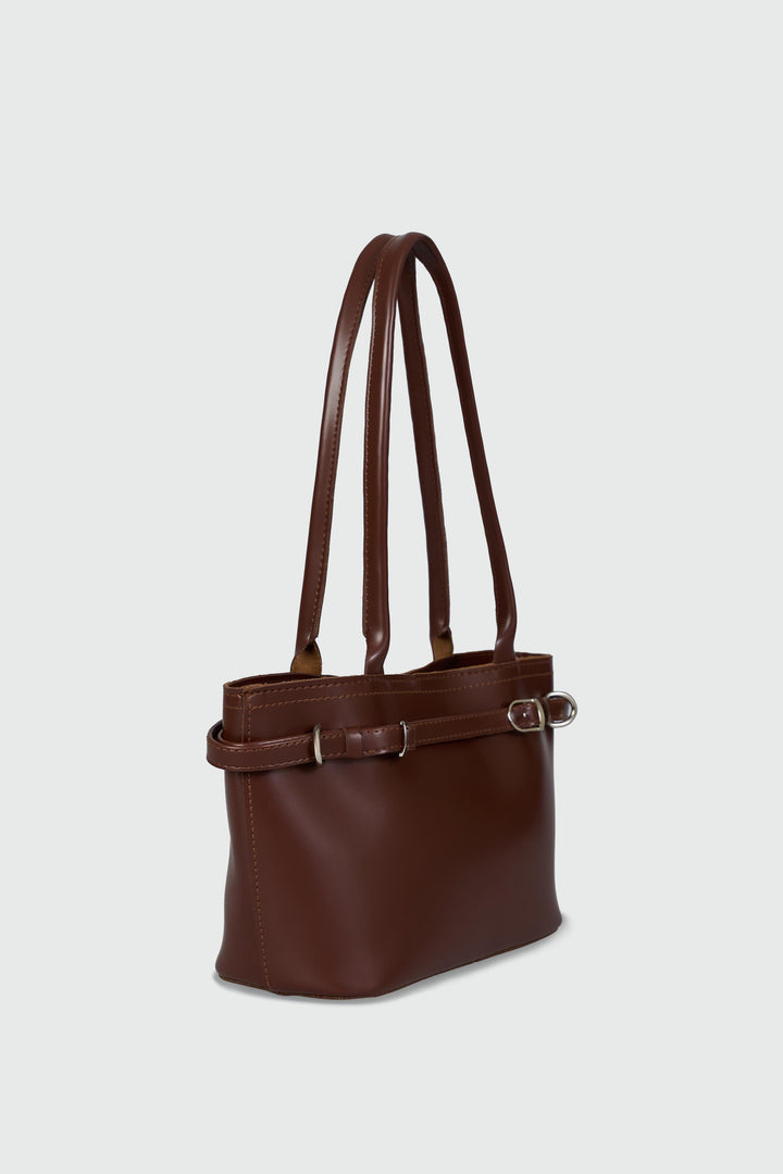 Aurin Shoulder Bag, Brown Matte Leather
