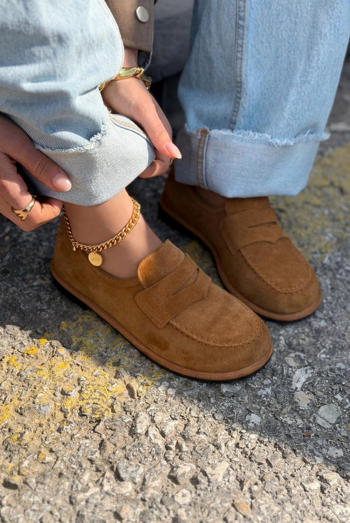 Marion Hakiki Süet Kadın Loafer Taba - ILOVESHOES