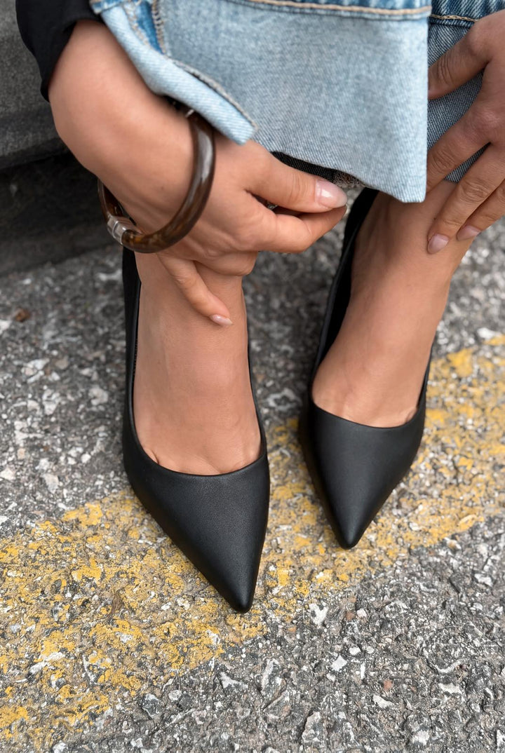 Delvion Siyah Mat Deri Kadın Stiletto - ILOVESHOES