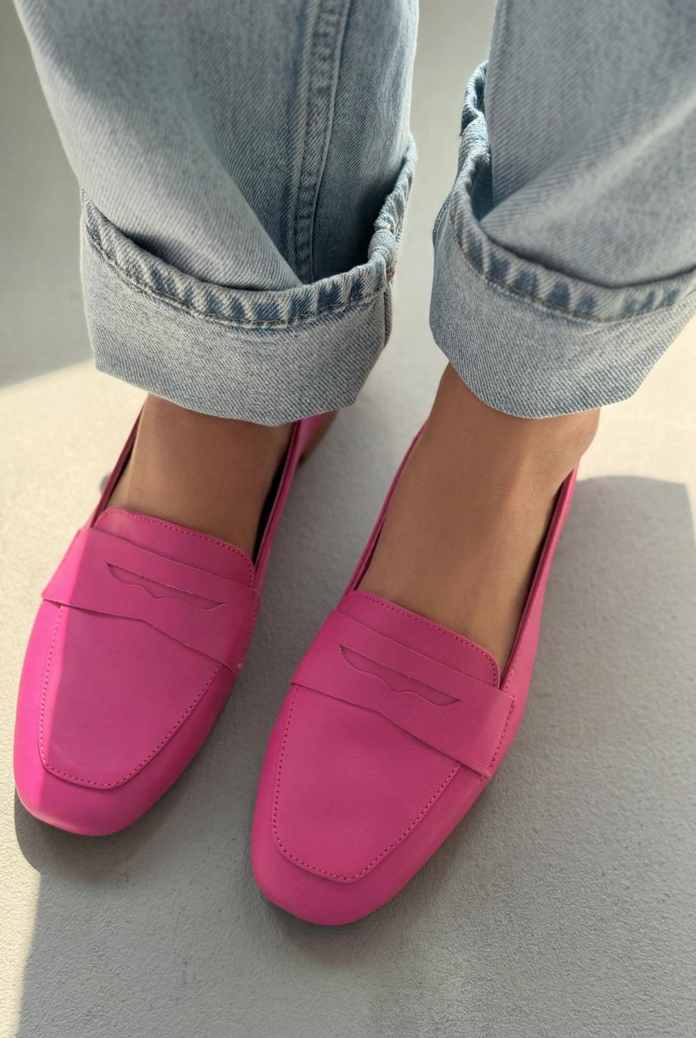 Melniel Fuşya Hakiki Deri Kadın Loafer - ILOVESHOES