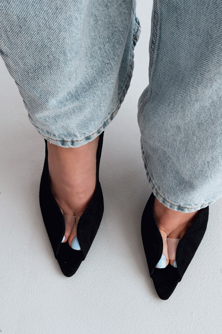 Marvello Siyah Mat Deri Kadın Topuklu Sandalet - ILOVESHOES