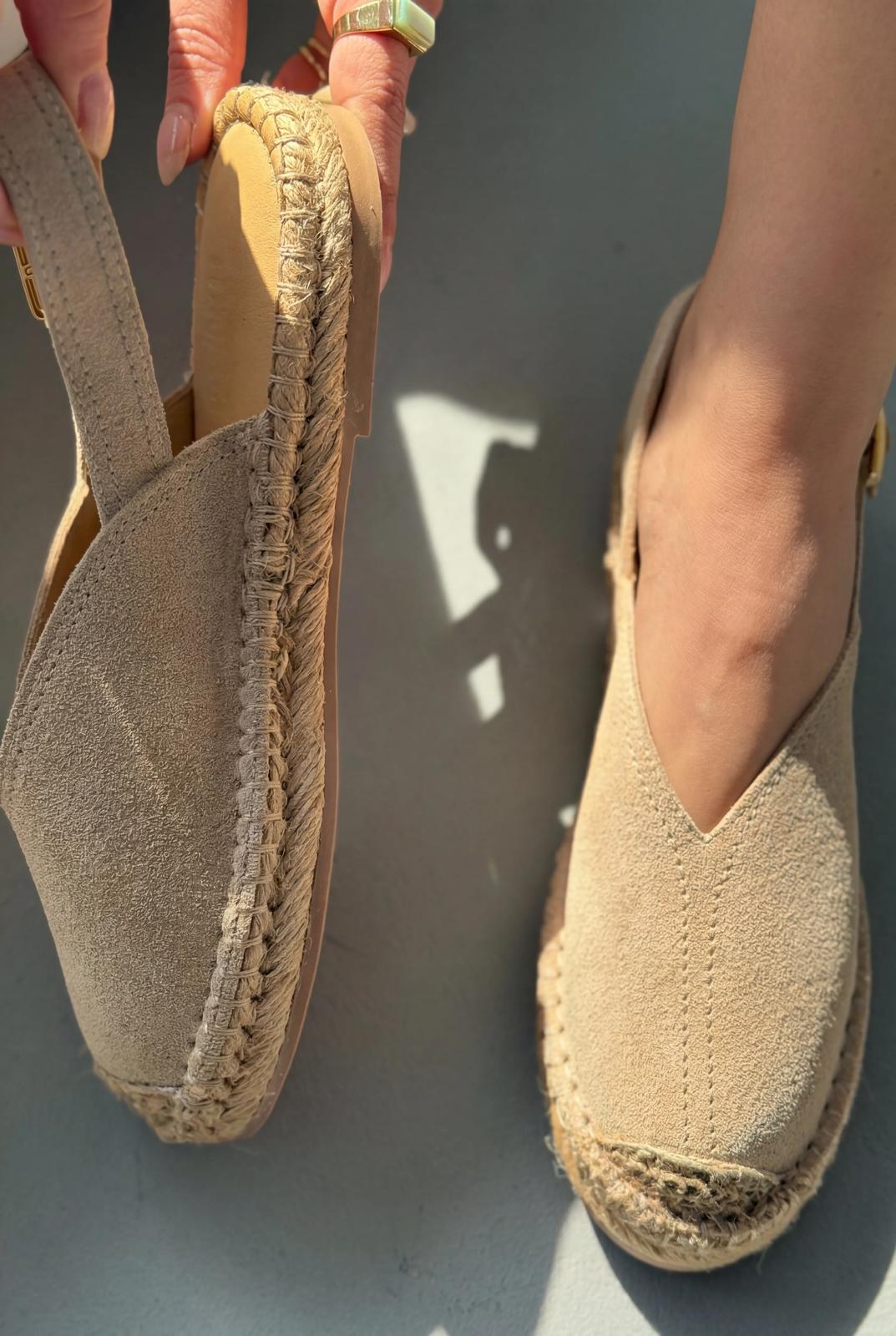 Orveth Bej Hakiki Süet Kadın Espadril - ILOVESHOES