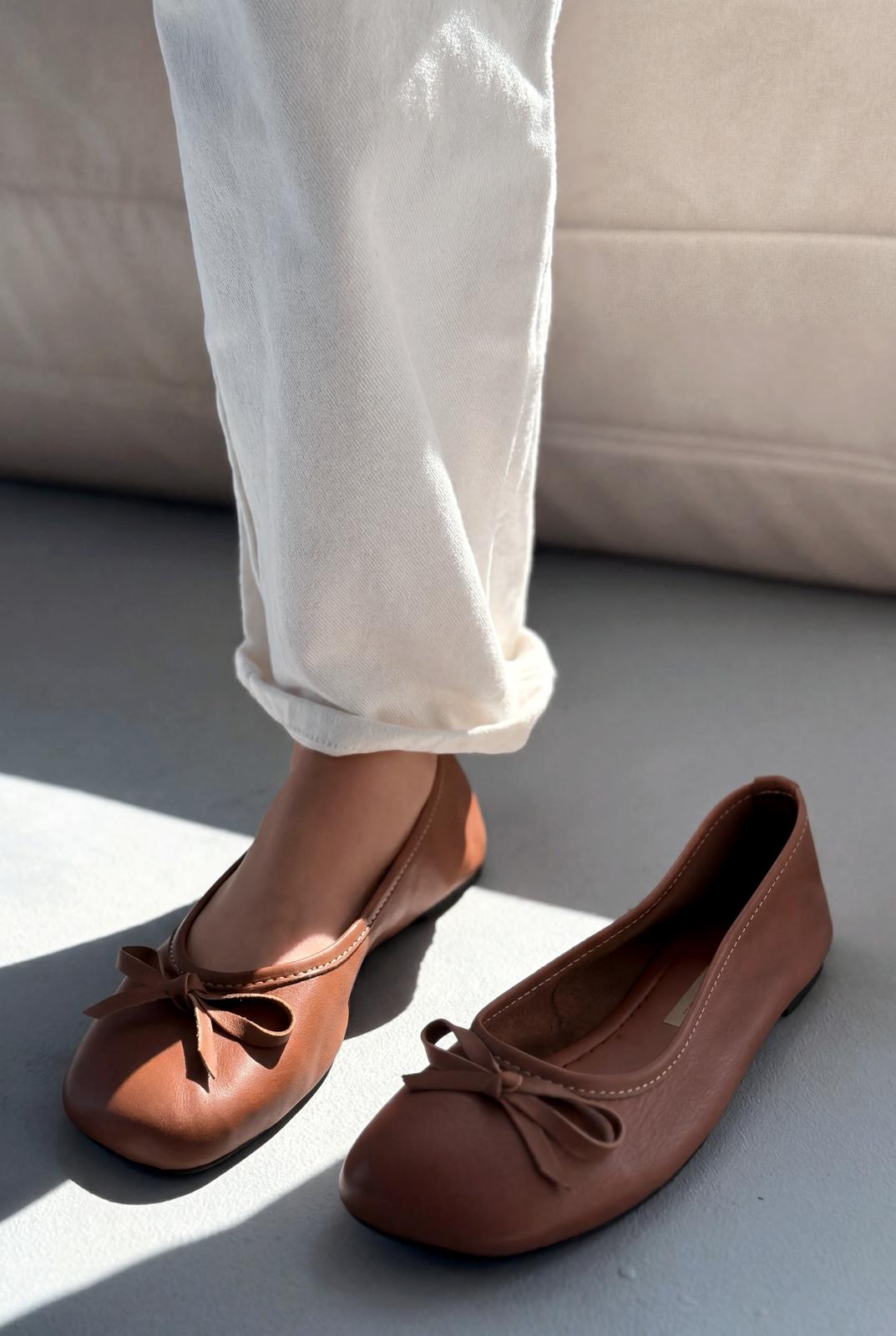 Telion Taba Hakiki Deri Kadın Babet - ILOVESHOES