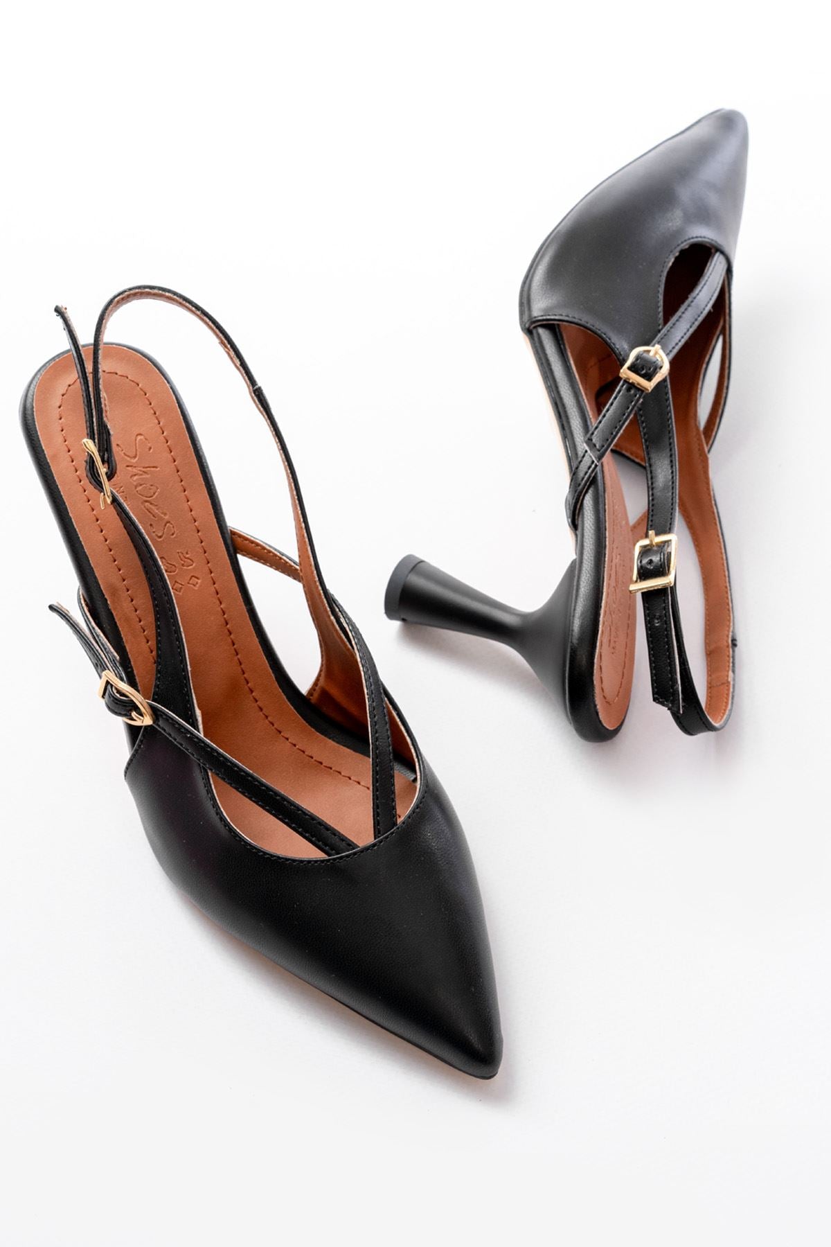 Salinor Mat Deri Siyah Toka Detaylı stiletto - ILOVESHOES