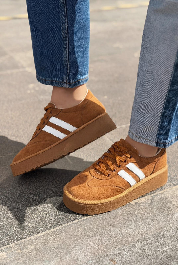 Vireo Kadın Spor Ayakkabı Taba Süet - ILOVESHOES