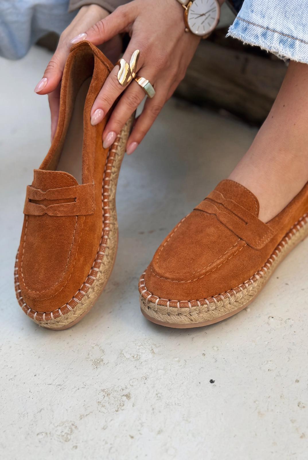 Celure Espadril Loafer Taba Hakiki Süet - ILOVESHOES