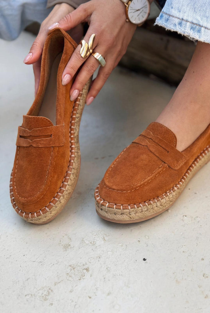 Celure Espadril Loafer Taba Hakiki Süet - ILOVESHOES
