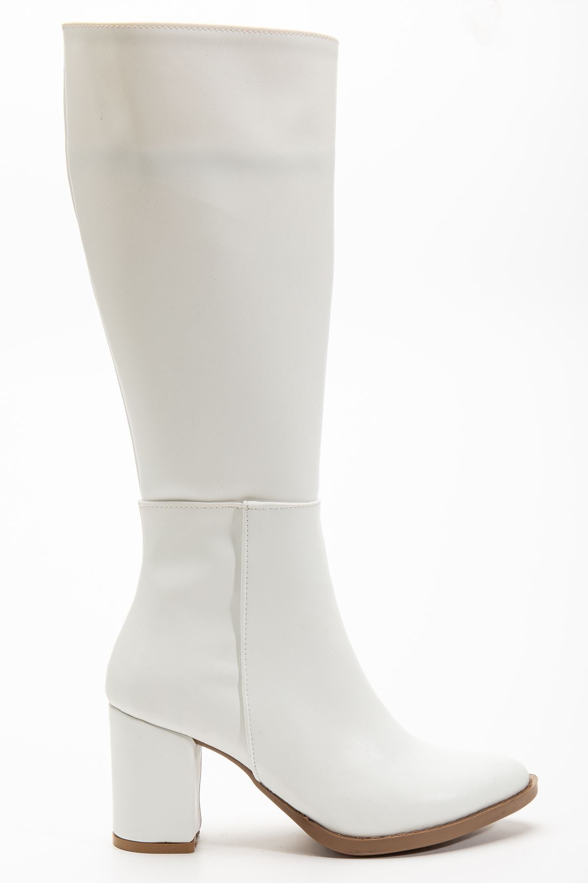 Oresi Beyaz Topuklu Kadın Çizme - ILOVESHOES