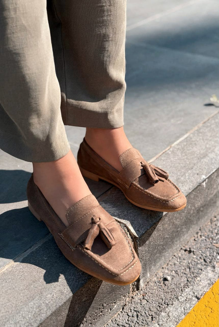 Olena Kadın Loafer Vİzon Süet - ILOVESHOES