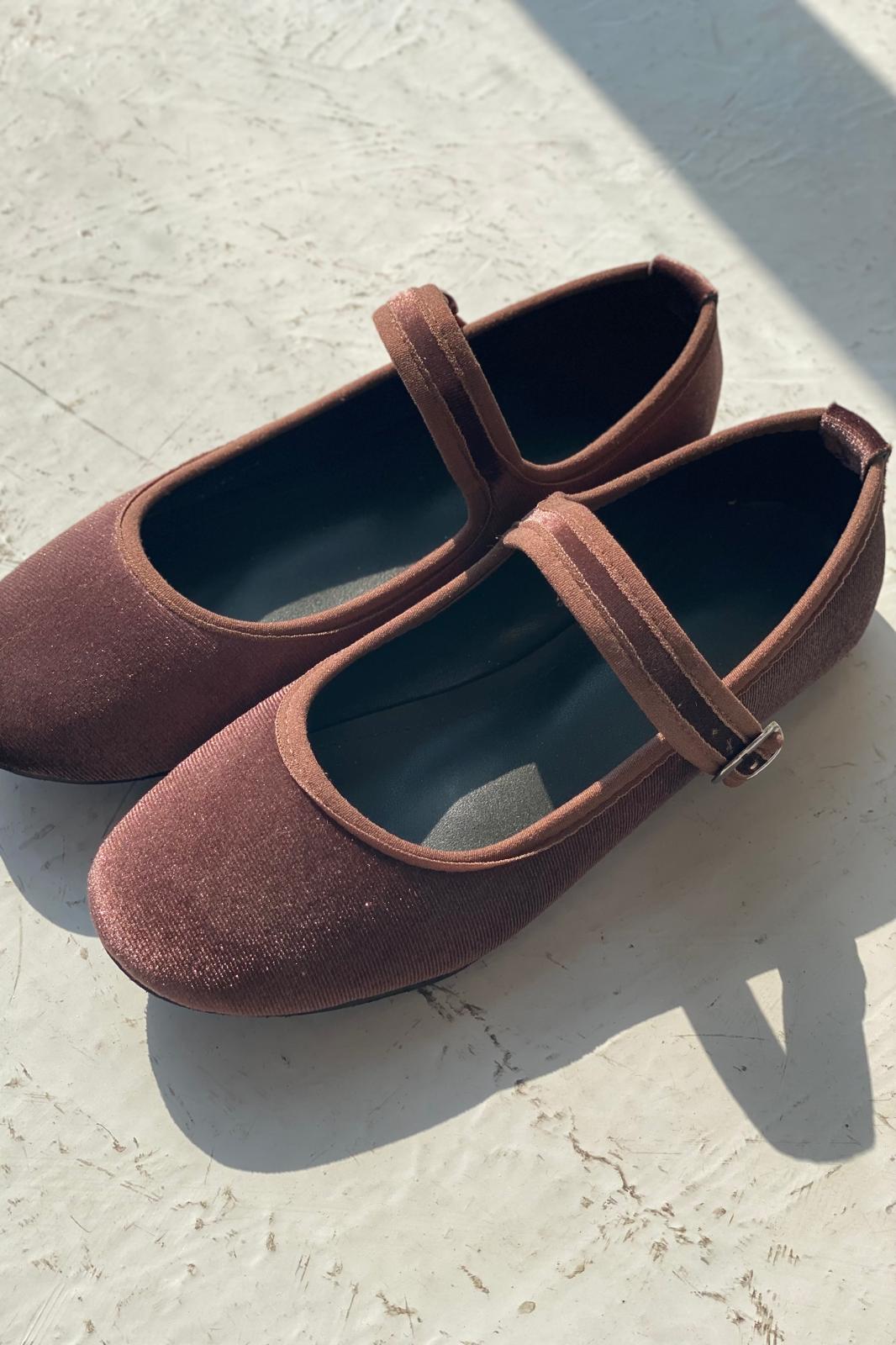 Vosinta Kadife Mary Jane Babet Acıkahve - ILOVESHOES