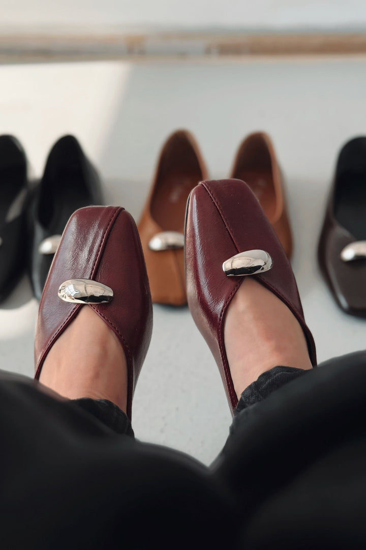 Tormel Kadın Babet Bordo Mat Deri - ILOVESHOES