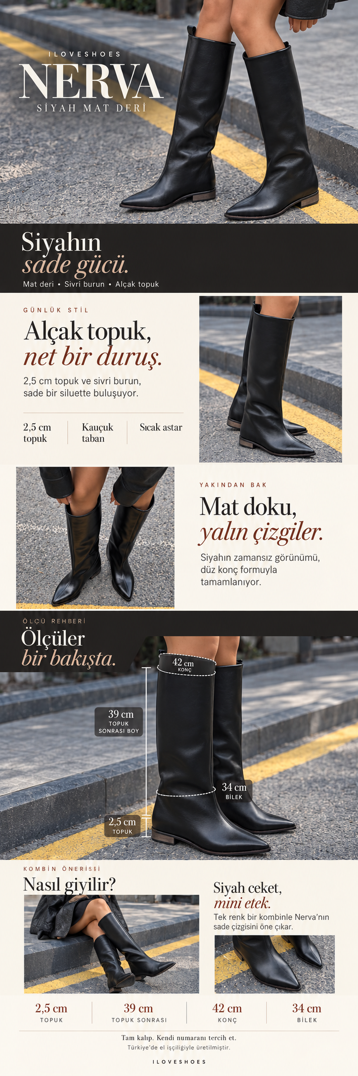 ILOVESHOES — Her adımda yanındayız. Hızlı kargo: Beden seçiminde hızlı kargo uyarısı gördüğün ürünler aynı gün kargoda. Yeniden üretiyoruz: Yoğun talep gören ürünleri üretim gücümüzle yeniden hazırlıyoruz. 22 ülkeye ulaşıyoruz: Ürünlerimizi dünyanın 22 ülkesine gönderiyoruz.