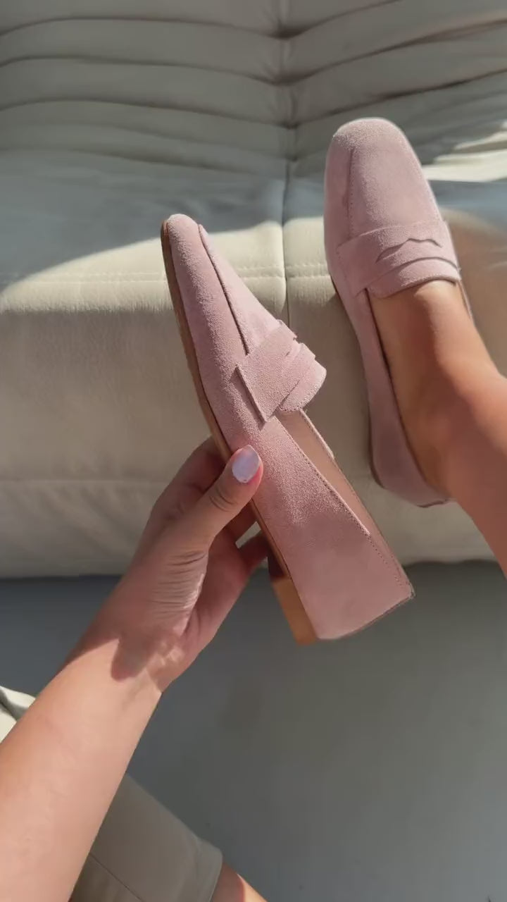 Melniel Pudra Hakiki Süet Kadın Loafer