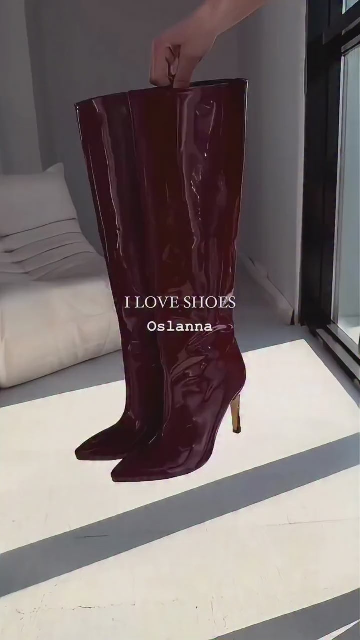 Oslanna Bordo Rugan Kadın Çizme