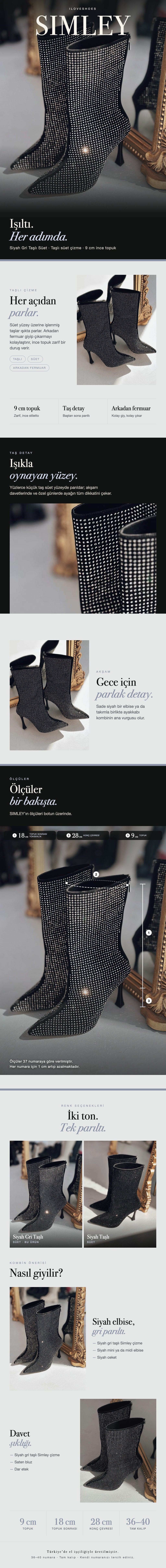 ILOVESHOES — Her adımda yanındayız. Hızlı kargo: Beden seçiminde hızlı kargo uyarısı gördüğün ürünler aynı gün kargoda. Yeniden üretiyoruz: Yoğun talep gören ürünleri üretim gücümüzle yeniden hazırlıyoruz. 22 ülkeye ulaşıyoruz: Ürünlerimizi dünyanın 22 ülkesine gönderiyoruz.