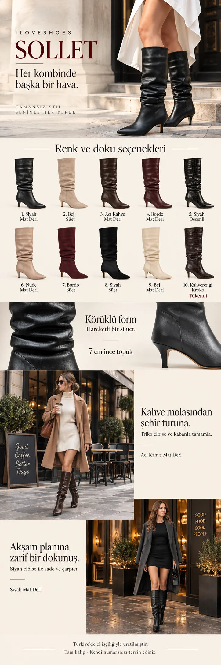 ILOVESHOES — Her adımda yanındayız. Hızlı kargo: Beden seçiminde hızlı kargo uyarısı gördüğün ürünler aynı gün kargoda. Yeniden üretiyoruz: Yoğun talep gören ürünleri üretim gücümüzle yeniden hazırlıyoruz. 22 ülkeye ulaşıyoruz: Ürünlerimizi dünyanın 22 ülkesine gönderiyoruz.