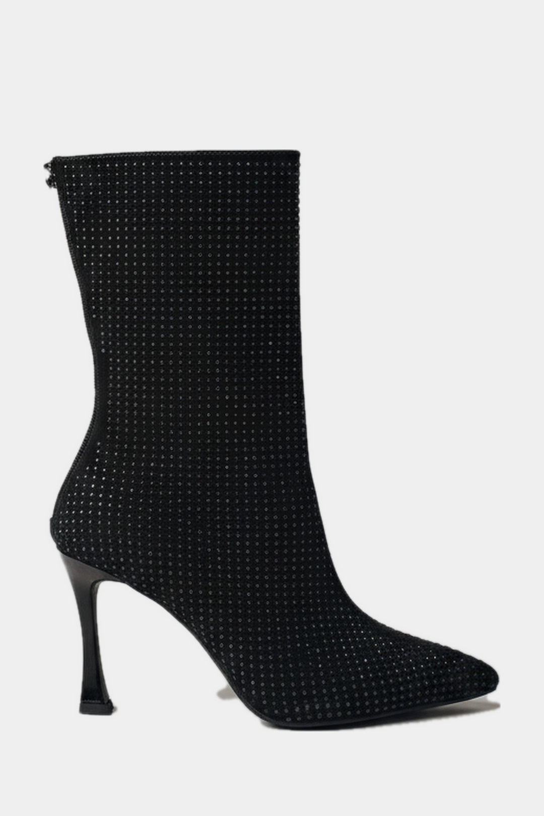 Simley Women's High-Heeled Boots, Black with Black Rhinestones